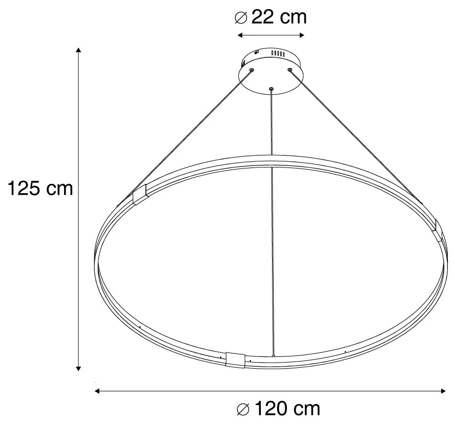 Candeeiro suspenso de design preto 120cm Incl. LED regulável em 3 níveis - Anello Design