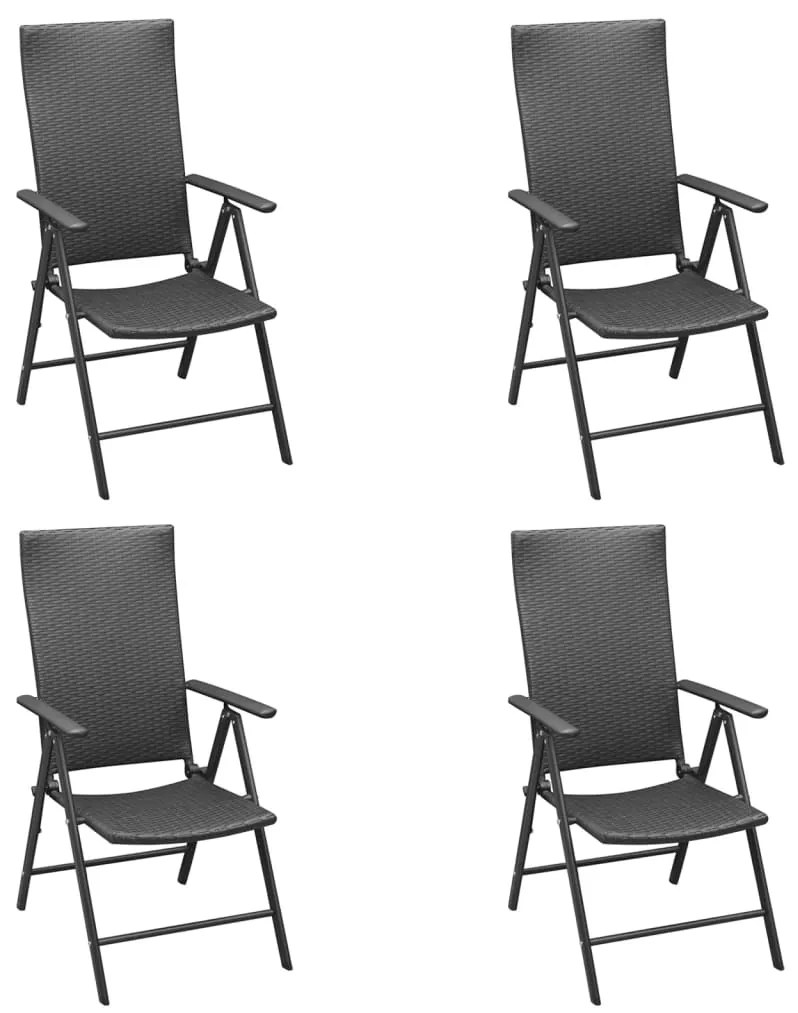 5 pcs conjunto de jantar p/ jardim vime PE preto