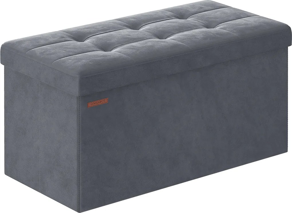 Banco entrada ou quarto arrumação carregável até 300 kg 38 x 76 x 38 cm Cinzento Escuro