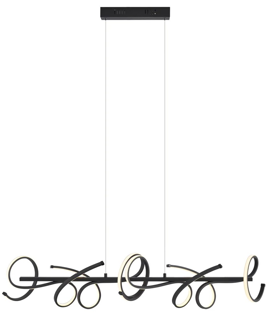 LED Candeeiro suspenso de design preto retangular regulável em 3 níveis - Krisscross Moderno