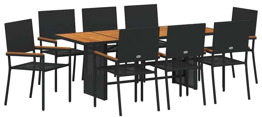 Conjunto de Jantar de Jardim vidaXL 9 Peças Preto Poliratan