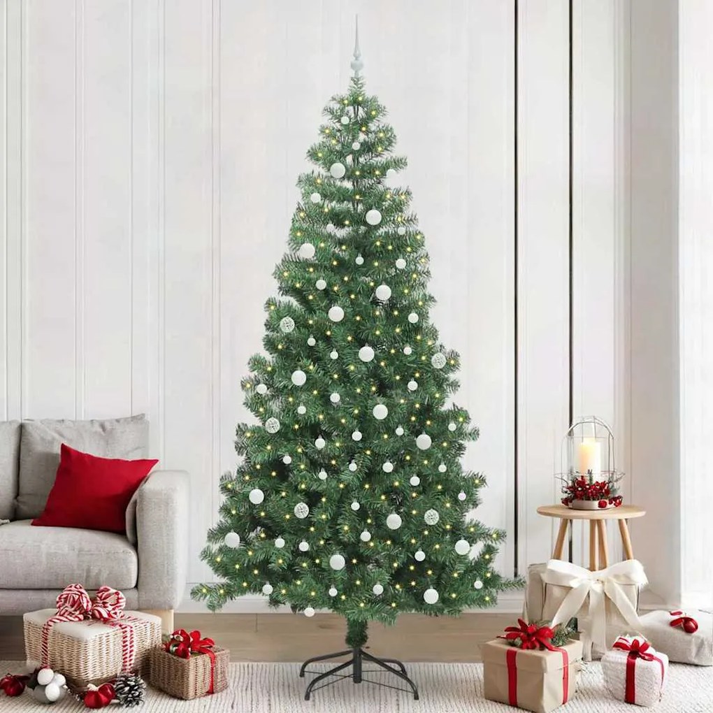 vidaXL Árvore de Natal com 300 LEDs com suporte Verde 240 cm PVC