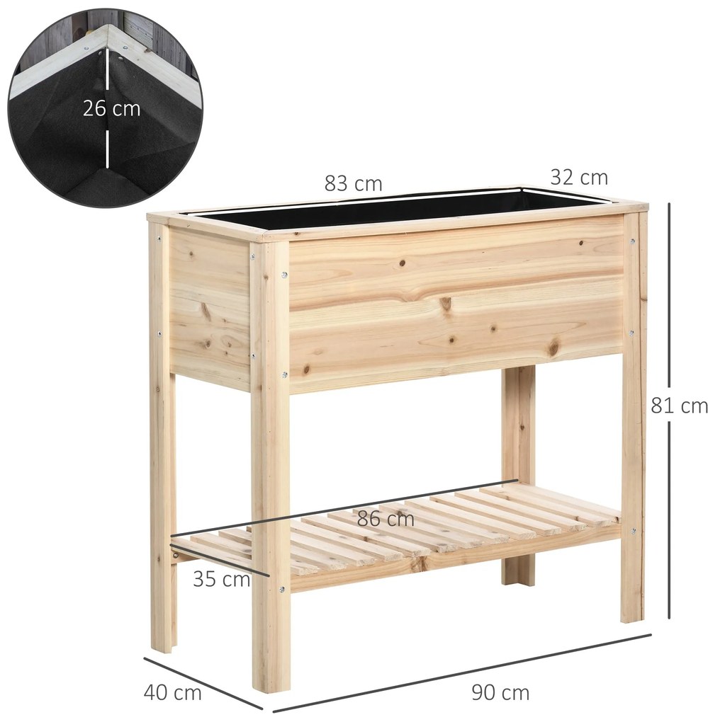 Horta Vertical Elevada com Prateleira 90x40x81cm Mesa de Cultivo de Ma