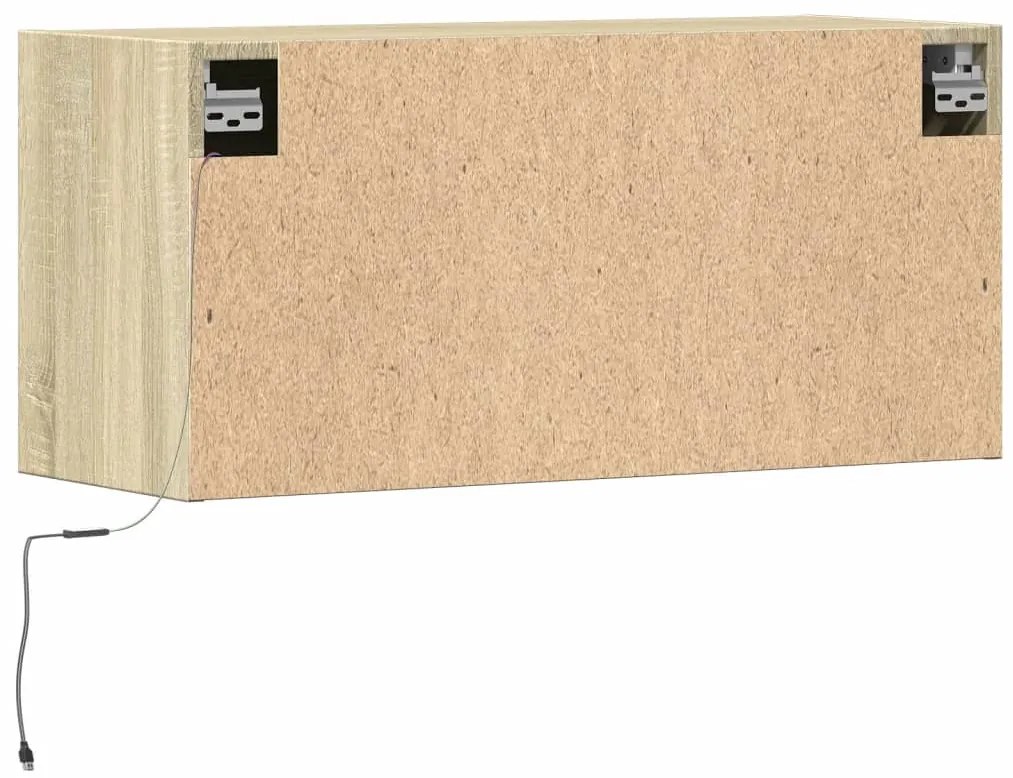 Móvel de parede p/ TV c/ luzes LED 80x31x35 cm carvalho sonoma