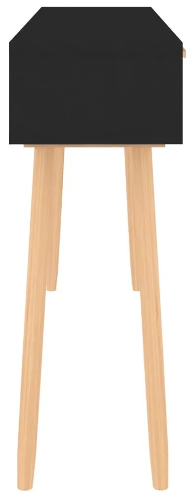 Mesa consola 105x30x75 cm pinho maciço e vime natural preto