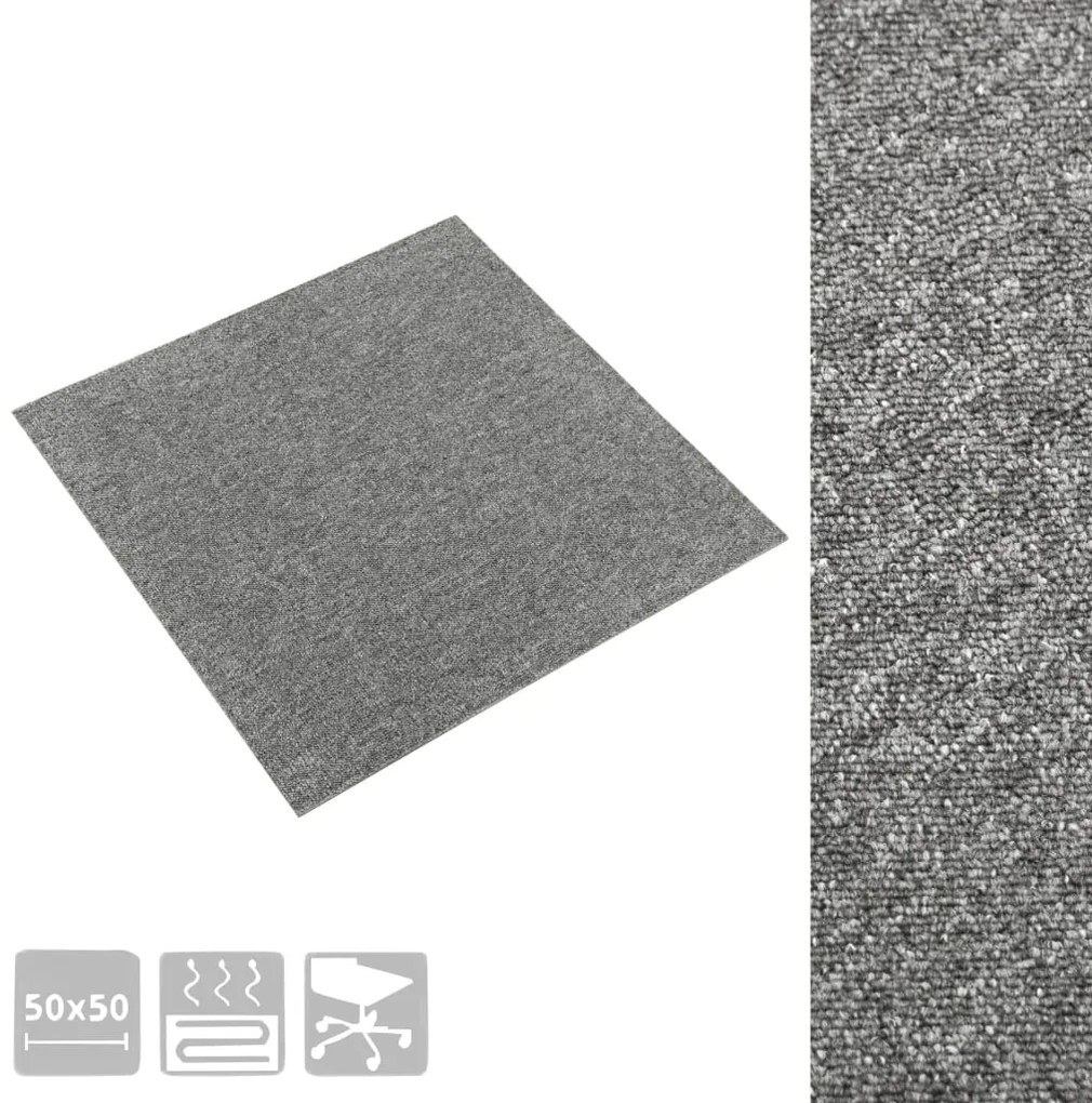 Ladrilhos carpete para pisos 20 pcs 5 m² 50x50 cm cinzento
