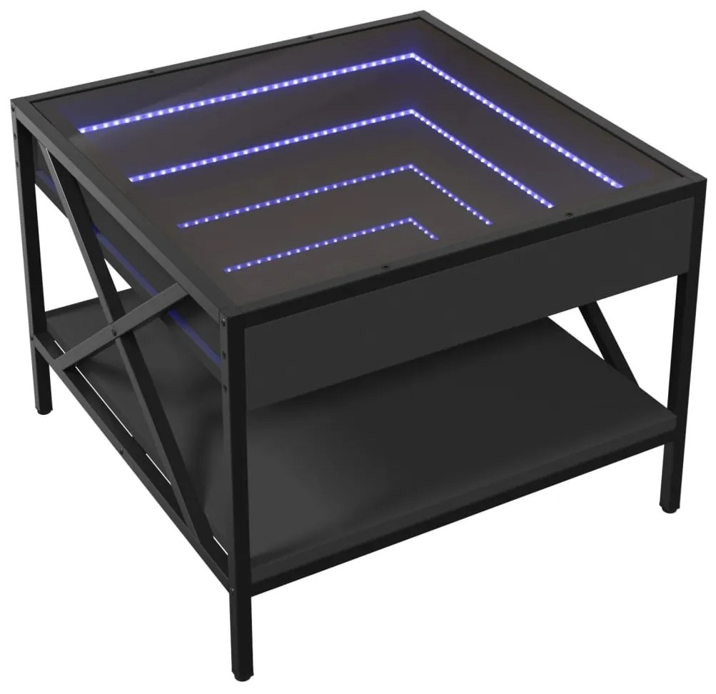 Mesa de centro c/ luzes LED Infinity 50x50x38 cm preto