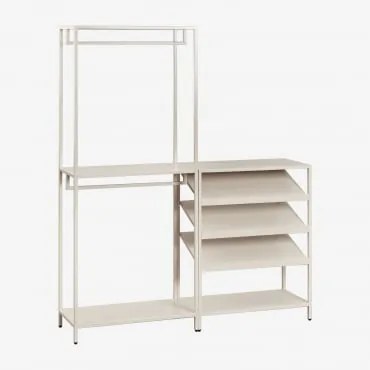 Guarda-roupa Modular Aberto Janine De 2 Peças Com Cabideiro Baixo De Aço E Sapateira Tapioca Bege - Sklum