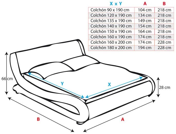 Cama "Lorenzo" - 160x200 cm - Preto - Polipele PU - Somier Incluído -
