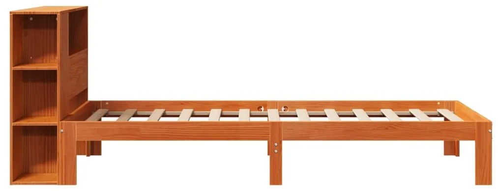 Cama com estante sem colchão 90x190cm pinho maciço castanho-mel