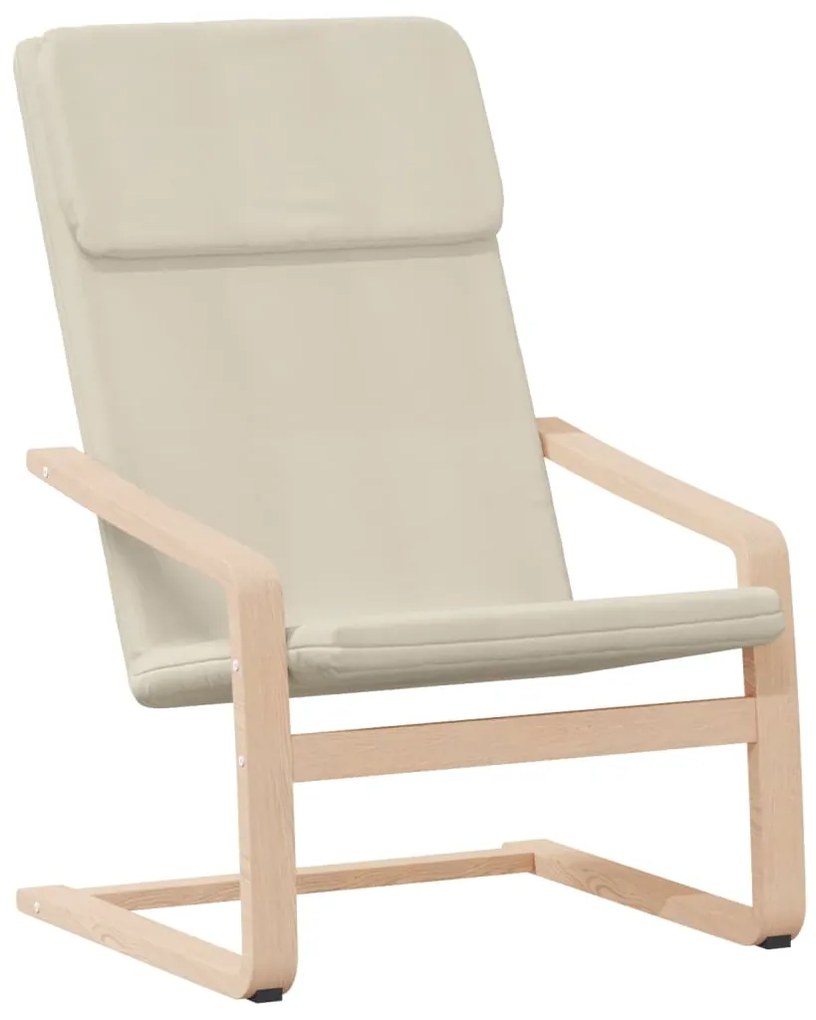 Cadeira de descanso com banco p/ pés tecido cor creme