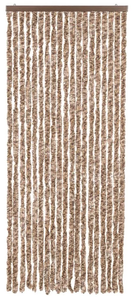 Cortina anti-insetos 56x185 cm chenille bege e castanho-escuro