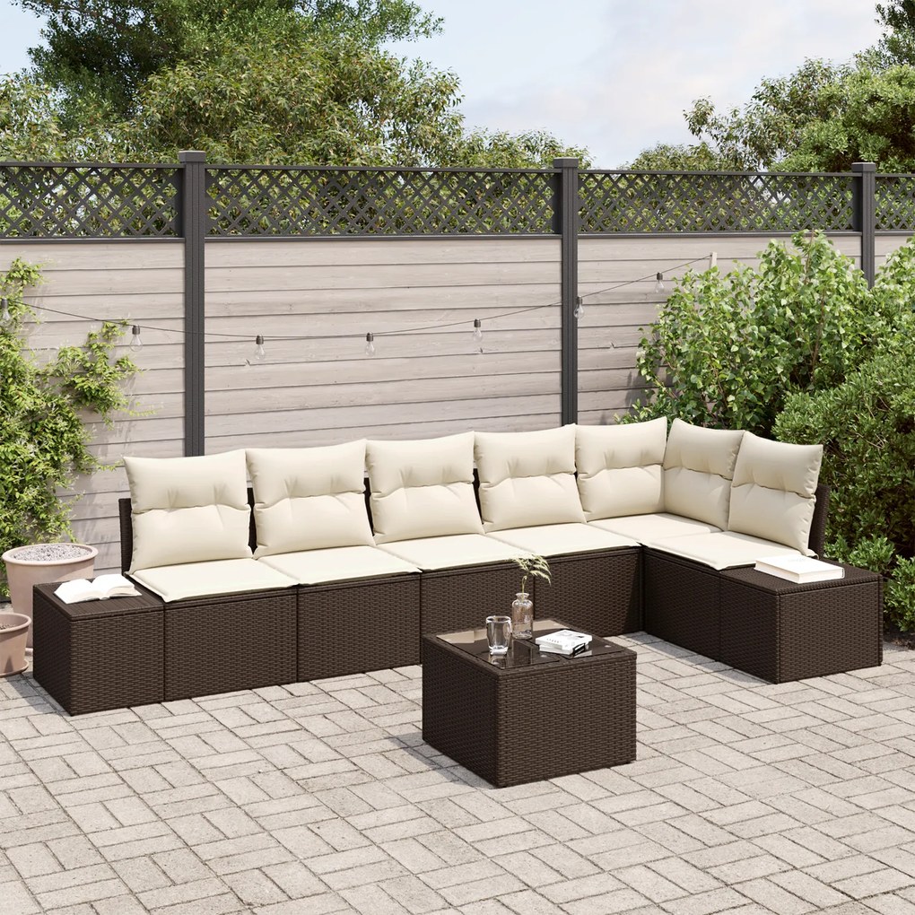 Conjunto de Sofá de Jardim de 6 Peças com Almofadas Cinza de Rattan PE