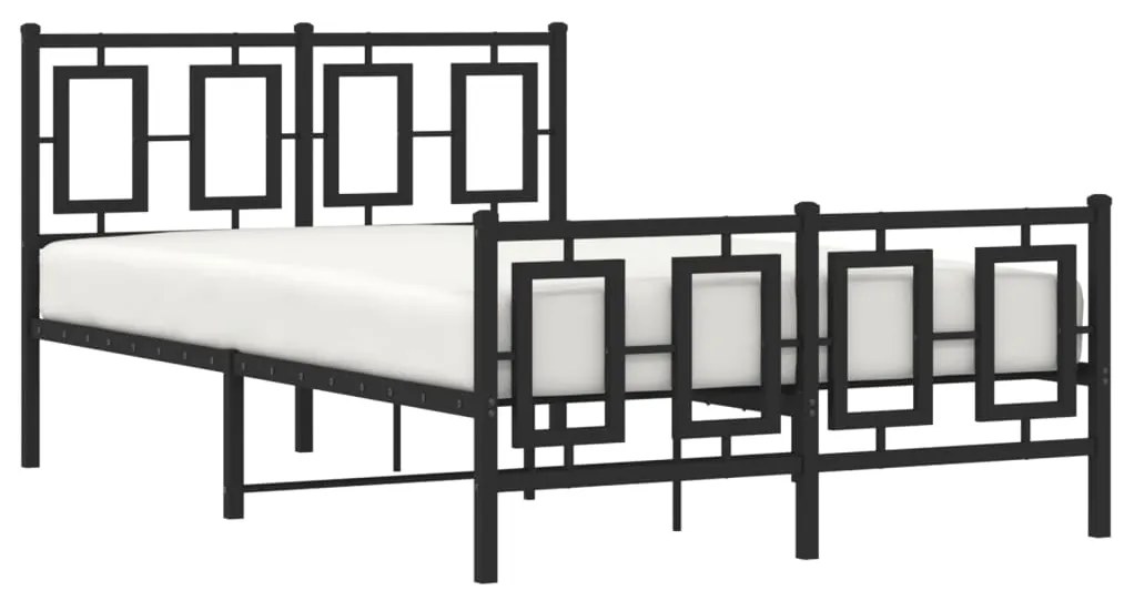 Estrutura de cama com cabeceira e pés 120x190 cm metal preto