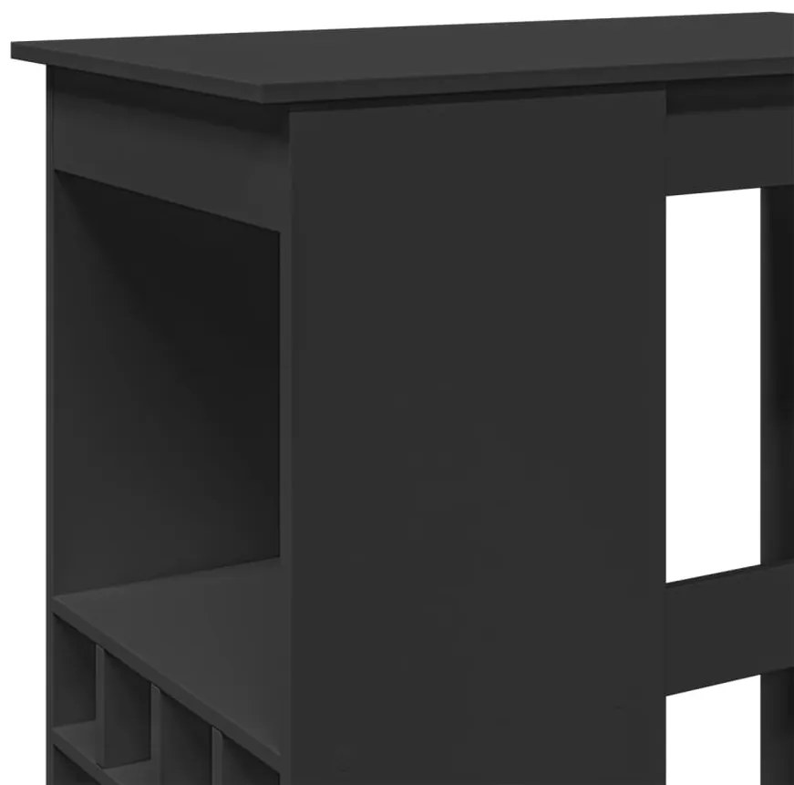 Mesa de bar com prateleiras derivados de madeira preto
