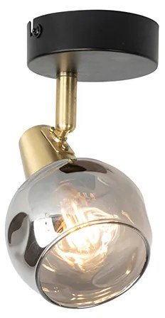Projetores Art Deco dourado com vidro fumê - Vidro Art Deco