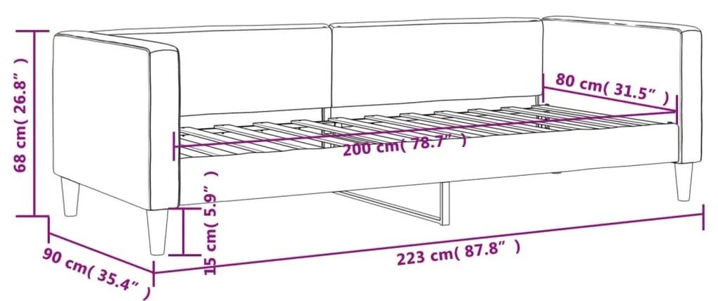 Sofá-cama 80x200 cm tecido cinzento-claro