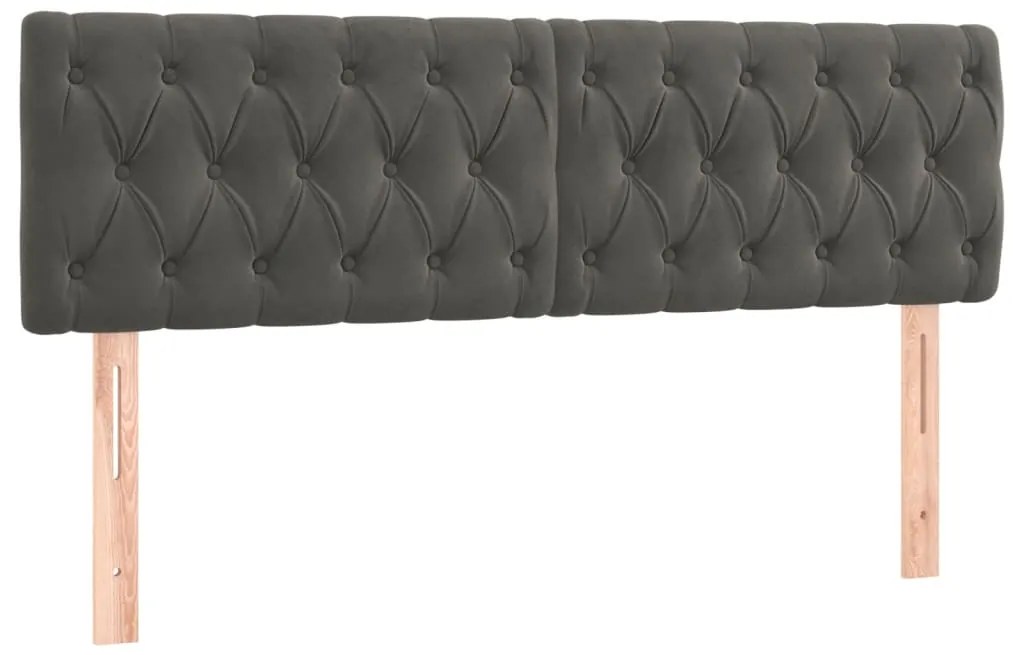 Cama box spring c/ colchão/LED 160x200cm veludo cinzento-escuro