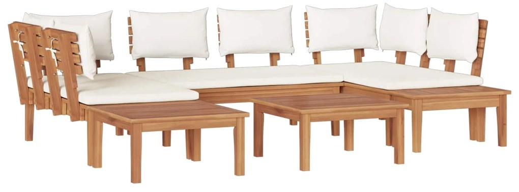 vidaXL Conjunto de Sofá de Jardim 4 pcs Marrom e Creme