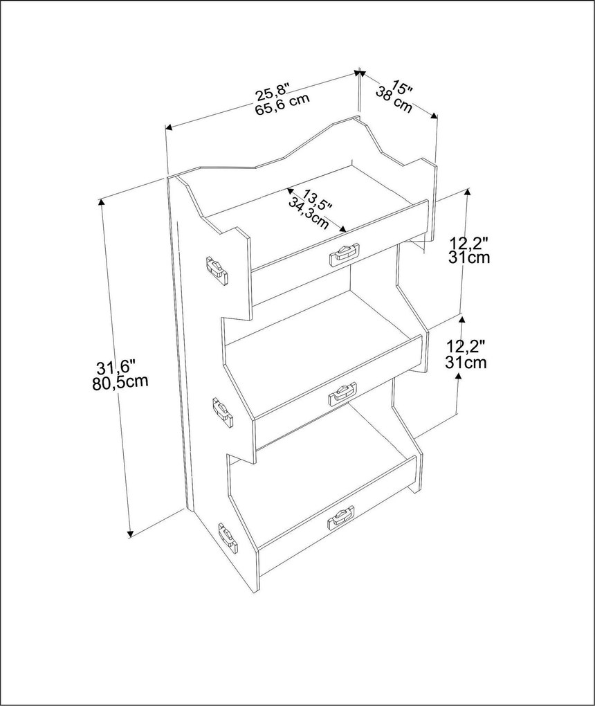 Estante Fesa – Carvalho – 65,6 x 80,5 x 34,3 cm