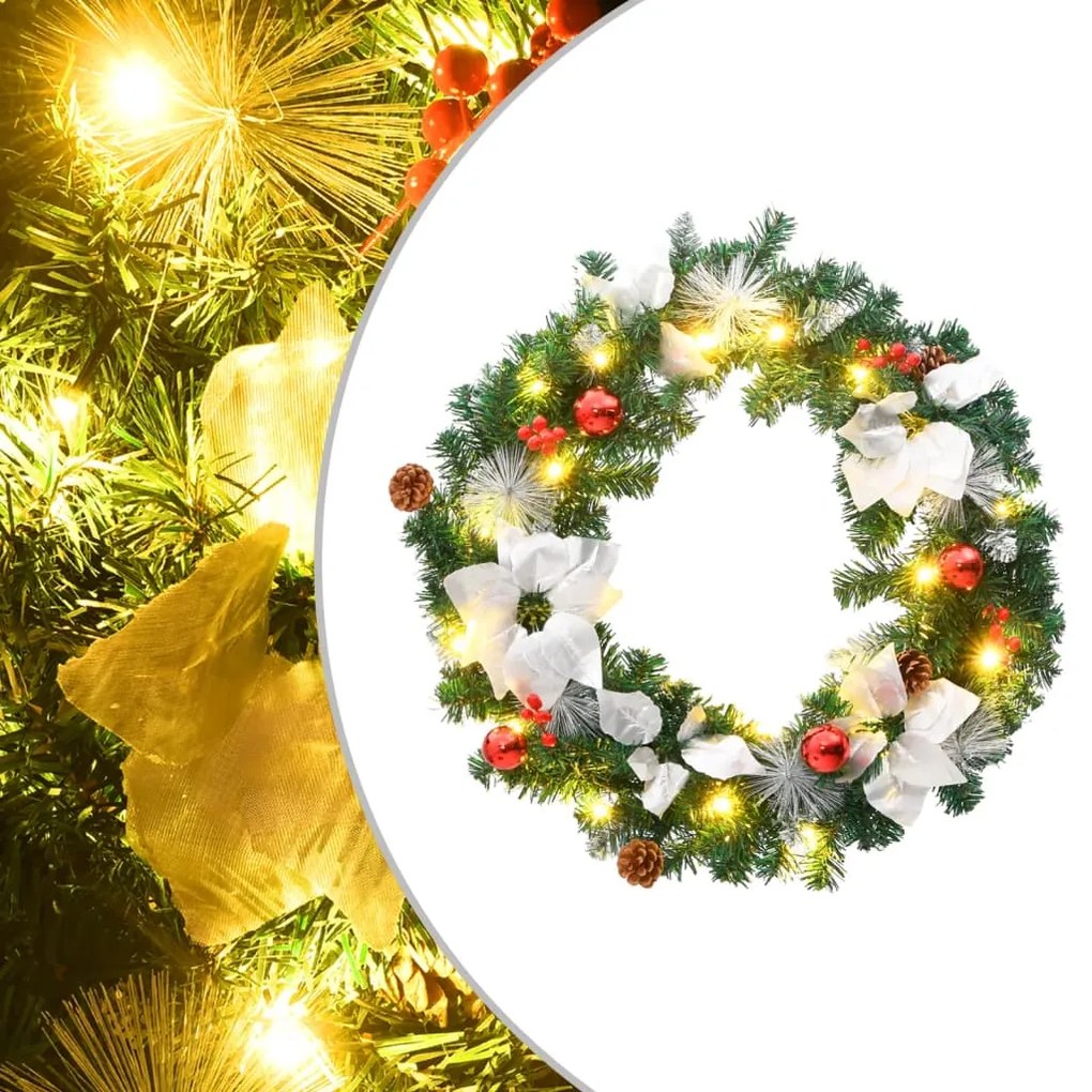 321516 vidaXL Grinalda de Natal com luzes LED 60 cm PVC verde