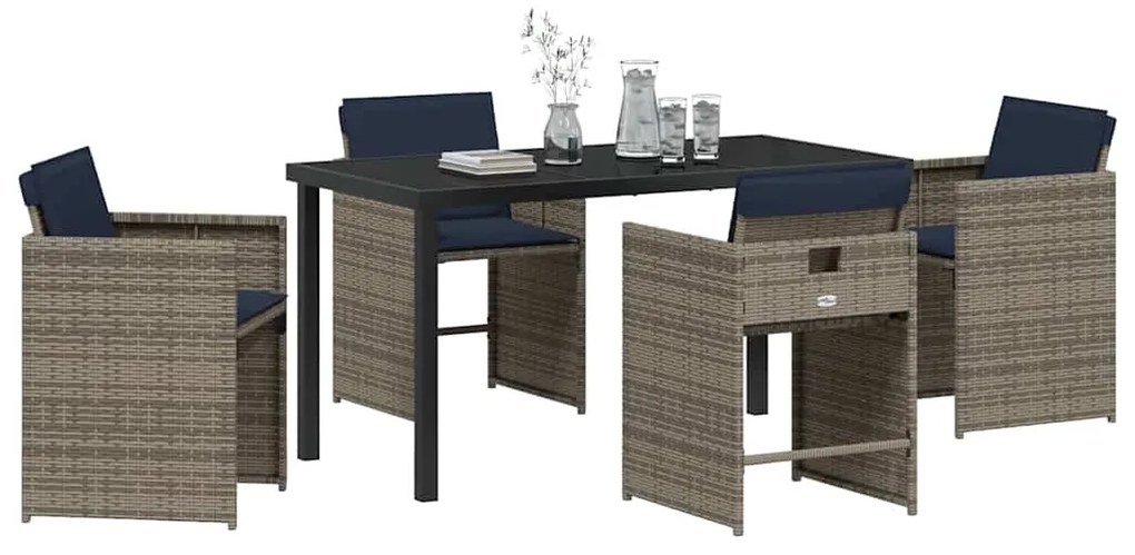 Conjunto de jantar pro jardim com 5 peças da , com almofadas em rattan