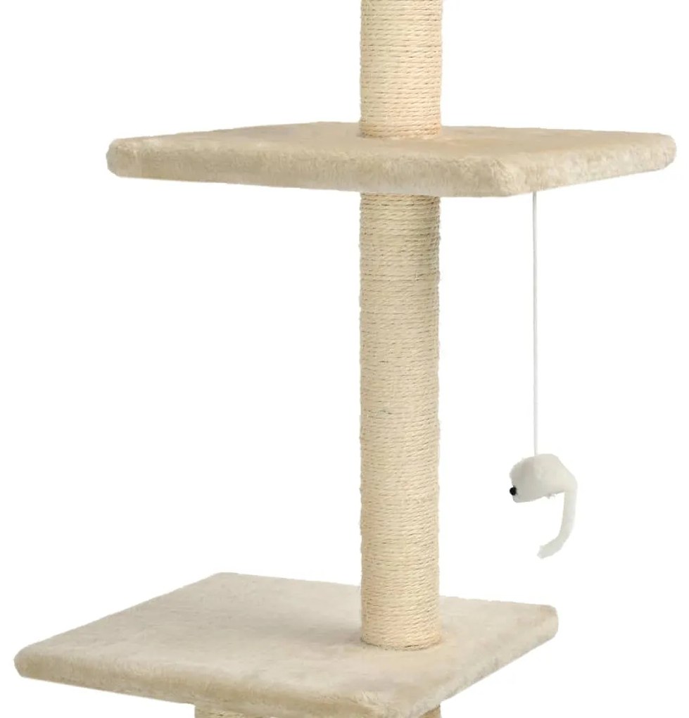 Árvore para gatos c/ postes arranhadores sisal 260 cm bege