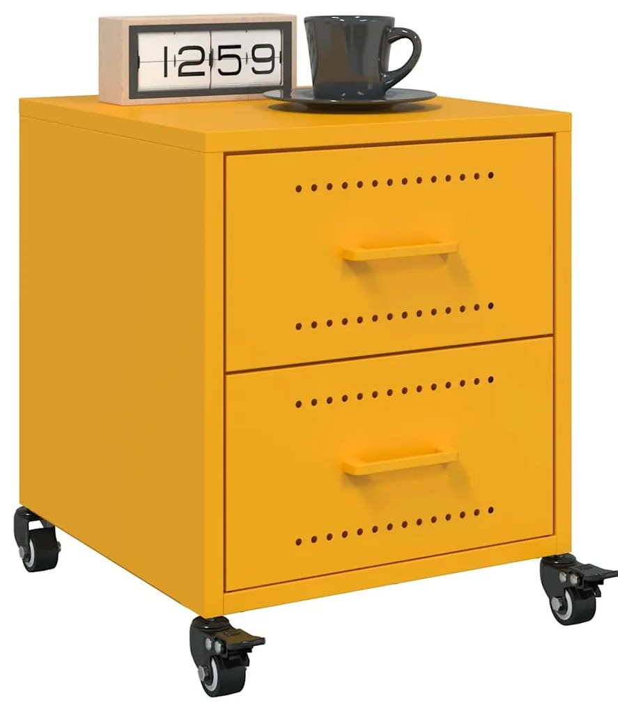 Mesa de cabeceira 36x39x43,5 cm aço amarelo mostarda