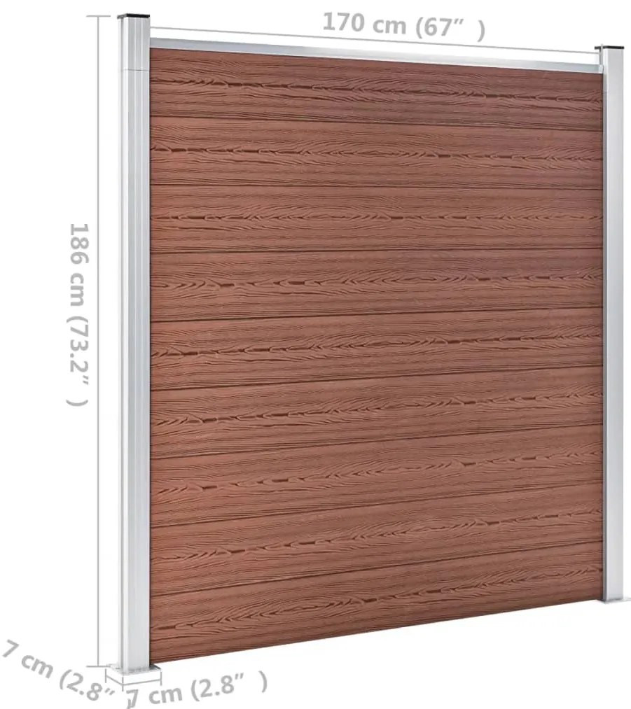 Painel de vedação para jardim 353x186 cm WPC castanho