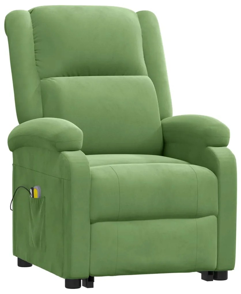 Poltrona elevatória de massagens veludo verde-claro