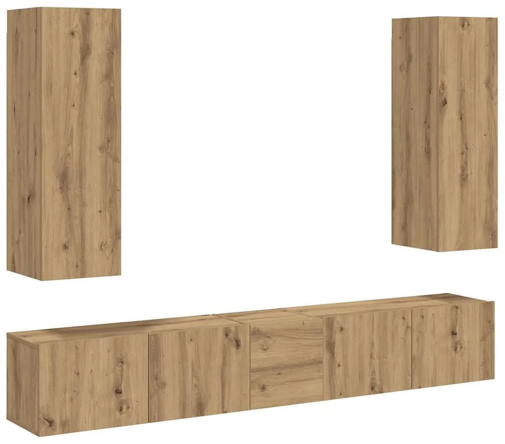 vidaXL armários TV montados na parede 5 pcs madeira carvalho artisiano