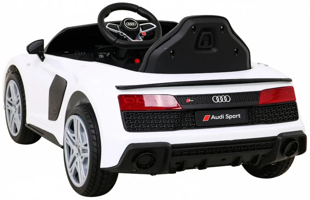 Carro elétrico para Crianças 12V Audi R8 LIFT Rodas Espuma EVA, Assento couro ecológico Branco