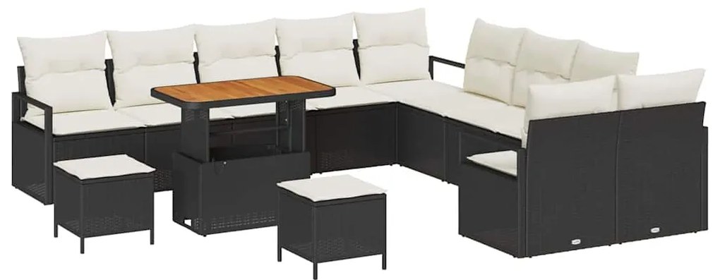 Conjunto de Sofá de Jardim de 13 Peças com Almofadas Rattan Sintético