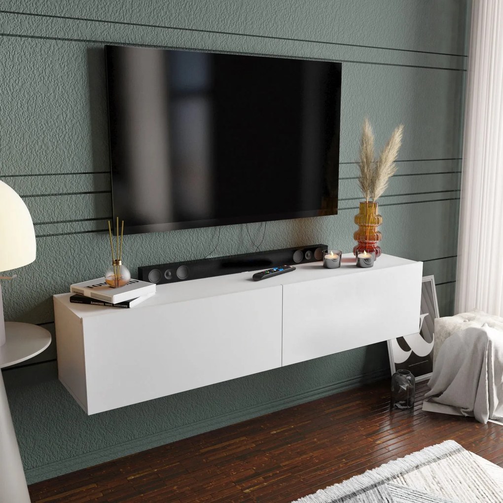 Móvel TV Stand Poling – Branco – 159,7 x 36,8 x 34,1 cm