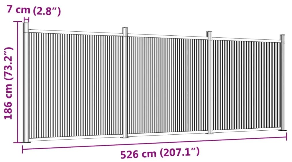 Painel de vedação 526x186 cm WPC castanho