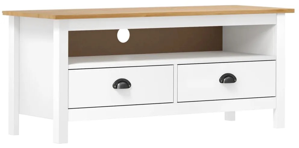 vidaXL Móvel de TV Hill 110x40x47 cm pinho maciço branco