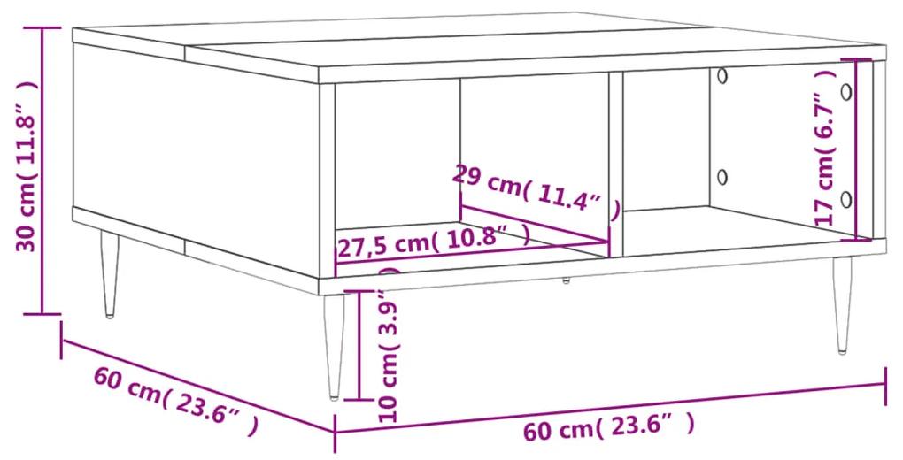 Mesa de centro 60x60x30 cm derivados de madeira carvalho sonoma