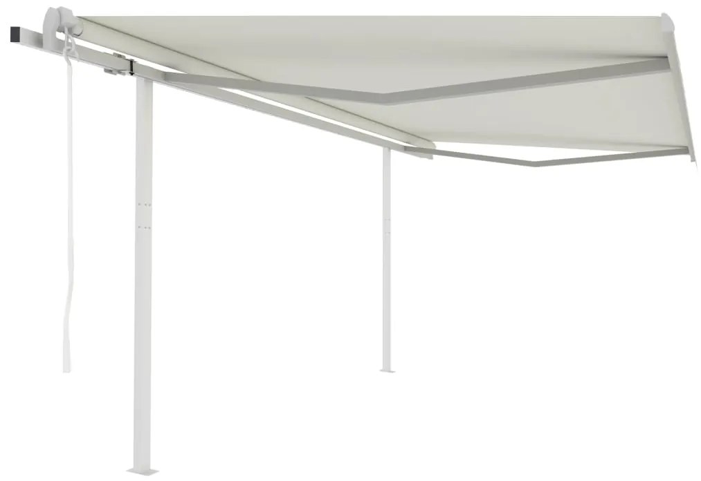 Toldo retrátil automático com postes 4x3,5 m cor creme