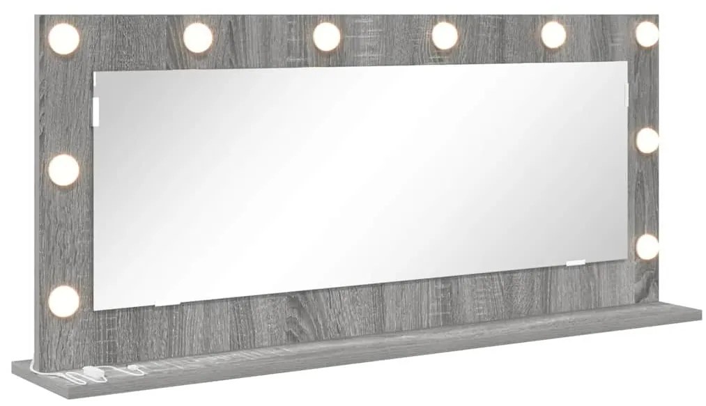 Espelho de Maquilhagem com Luzes LED Cinza Sonoma 100x45x18 cm