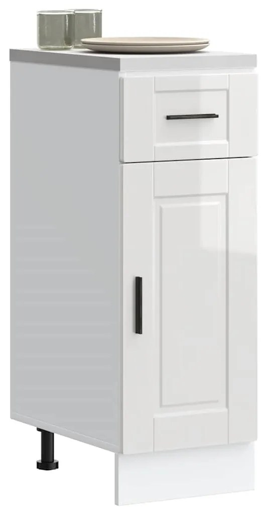 vidaXL Armário base cozinha Porto derivados madeira branco brilhante