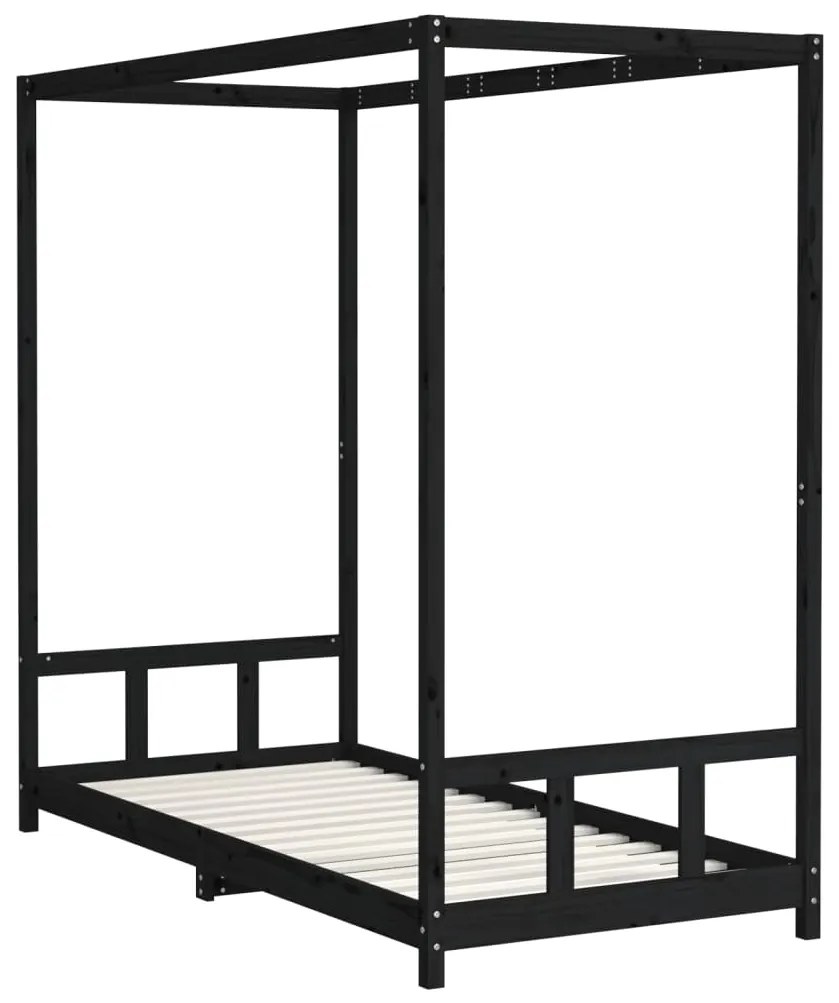 Estrutura de cama infantil 90x200 cm pinho maciço preto
