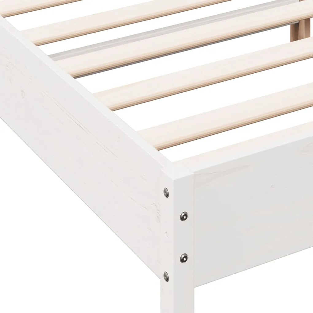 Cama sem colchão 140x200 cm madeira de pinho maciça branco