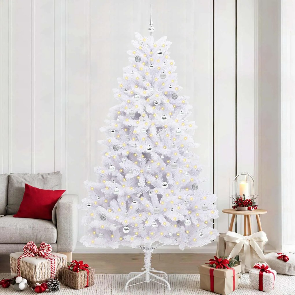 vidaXL Árvore de Natal Articulada Artificial Branco 240 cm PVC e Aço