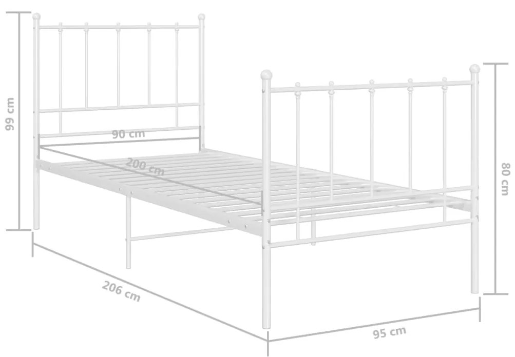 Estrutura de cama 90x200 cm metal branco