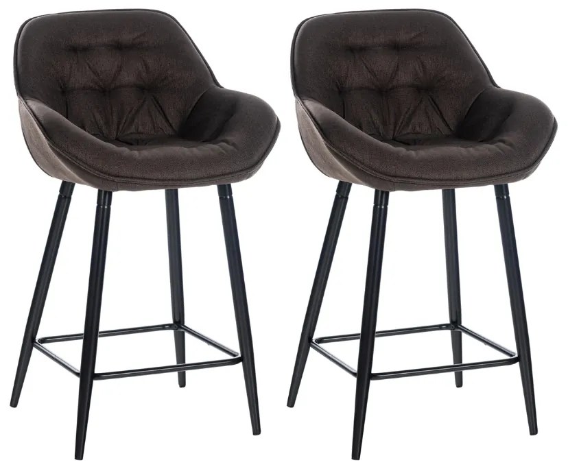 Conjunto de 2 bancos de bar Gibson em tecido e com estrutura preta 54 x 103 x 57,5 cm Castanho