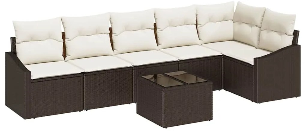 Conjunto de Sofás de Jardim com 7 peças e almofadas cinzas em rattan s