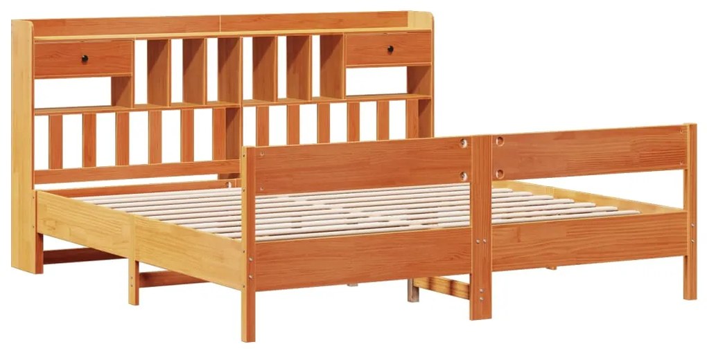 Cama com estante sem colchão 200x200 cm pinho maciço