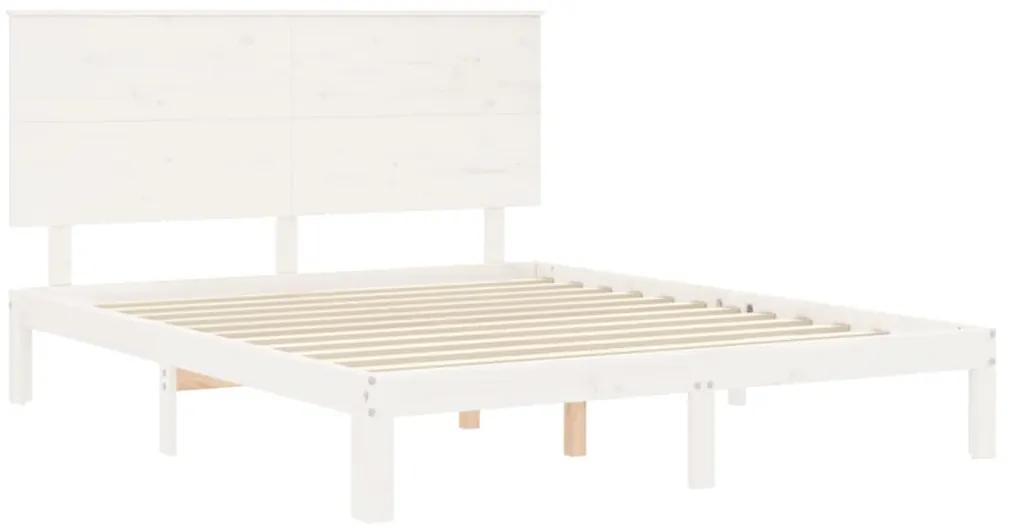 Estrutura de cama King Size com cabeceira madeira maciça branco