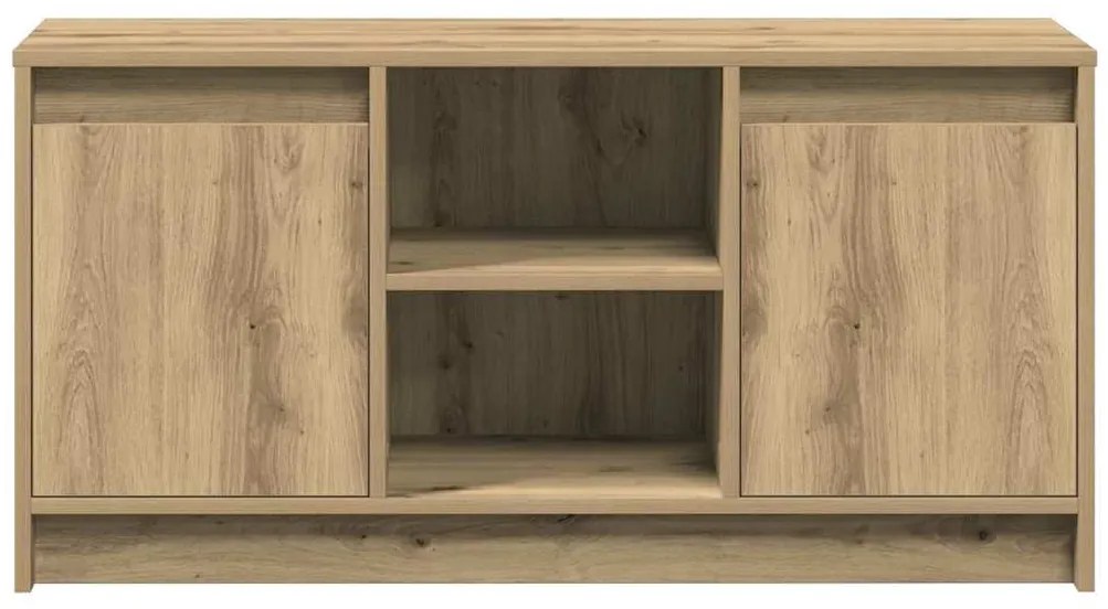 Gabinete de TV com Luzes LED em Carvalho Artesanal, 100x34x50 cm, Feit