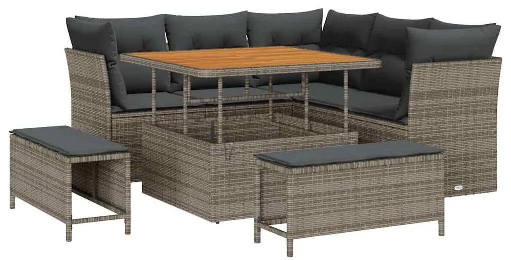 Conjunto de Sofá de Jardim vidaXL de 8 Peças com Almofadas Cinzas de R